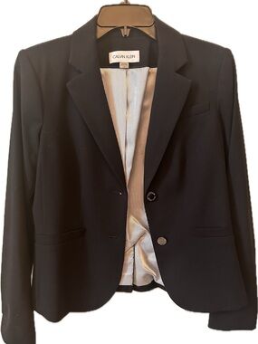 Calvin Klein Navy Blue Women's Two-Button Tailored Blazer